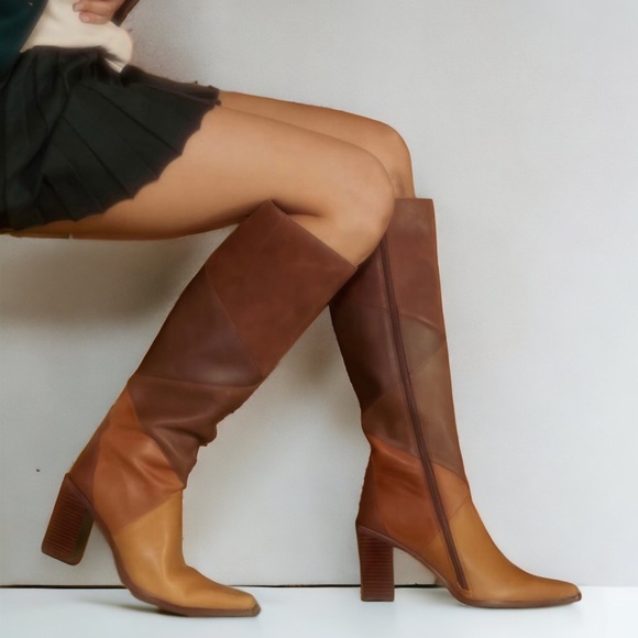 New Jeffrey Campbell x Free People Calimity KP Patchwork Colorblock Tall Leather - Picture 11 of 12